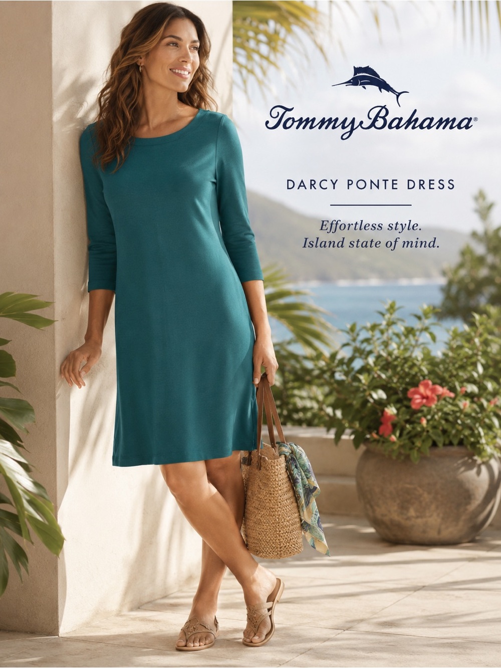 🌴 Tommy Bahama - Darcy Ponte Fabric Dress - 3/4 Sleeves